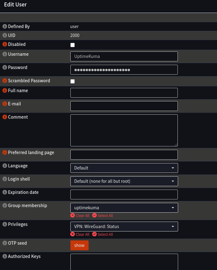 OPNsense: Create User